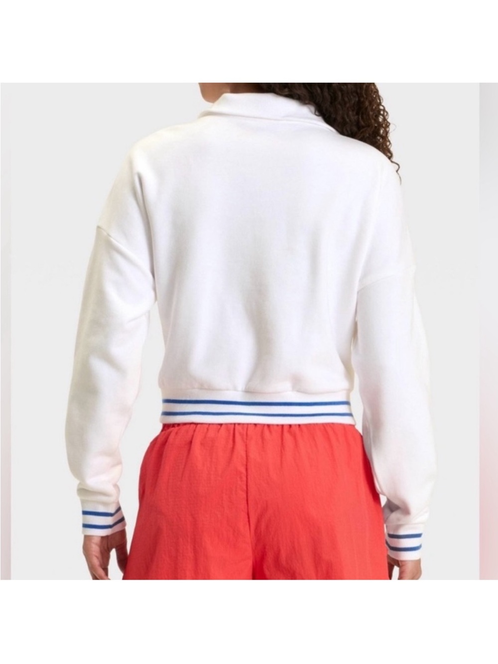 JoyLab White Quarter-Zip Sweatshirt with Flag Patch and Blue-Trim - Picture 2 of 5